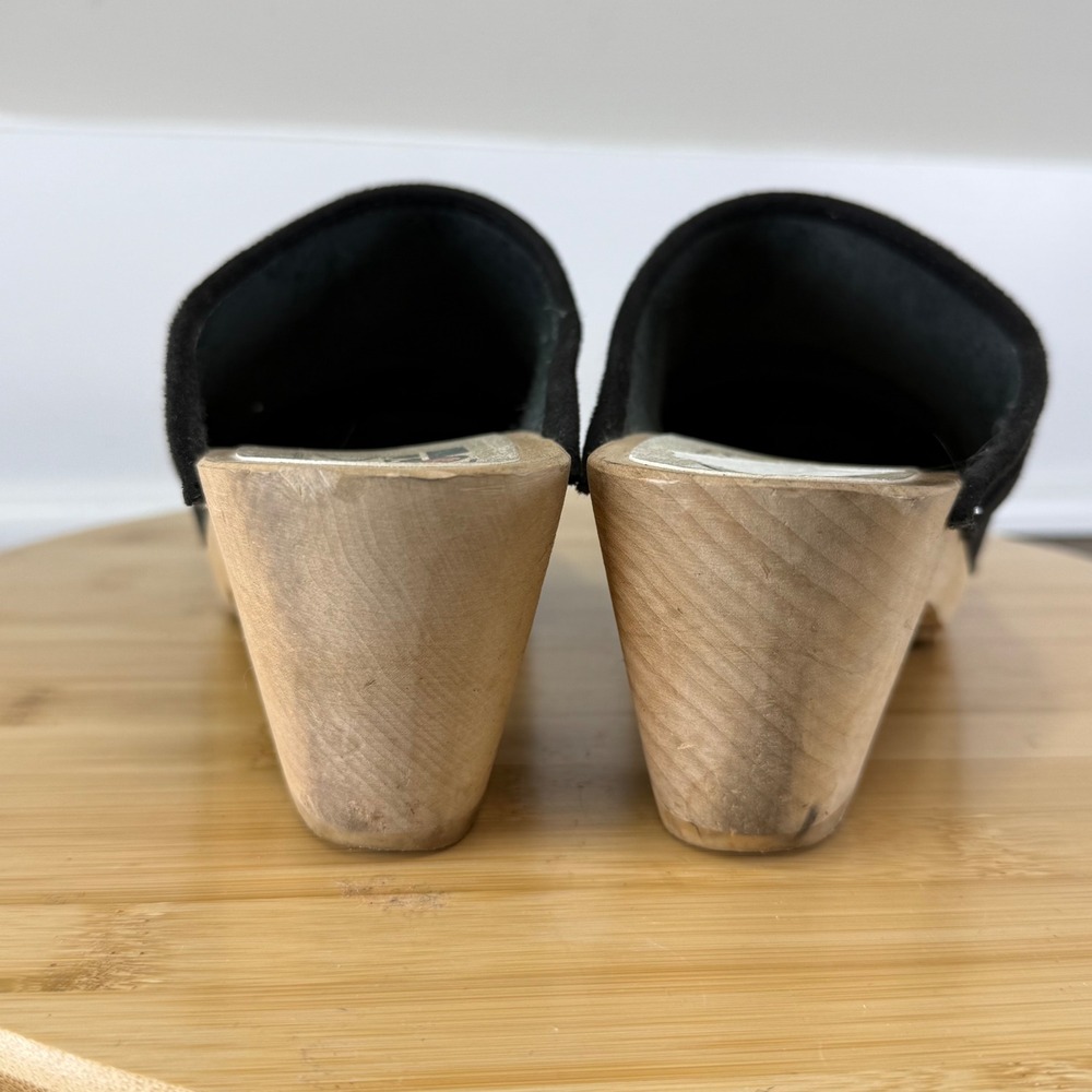 Good Maguba Clog Mules Women 37 Black Good Suede Wood Stapled Swedish Shoes - Picture 4 of 8